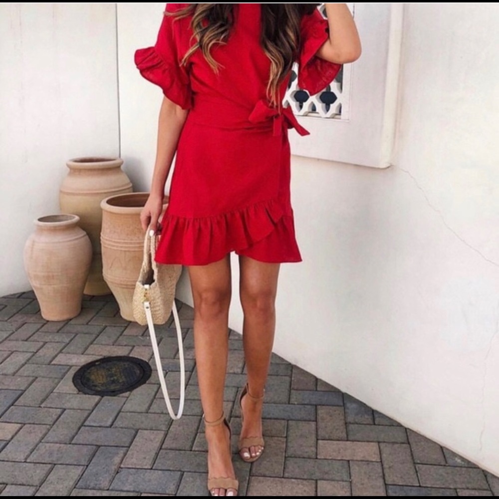 Nordstrom socialite wrap dress in red xs